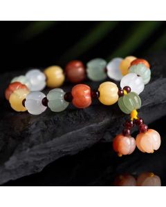 Gold silk jade pumpkin bead bracelet-166
